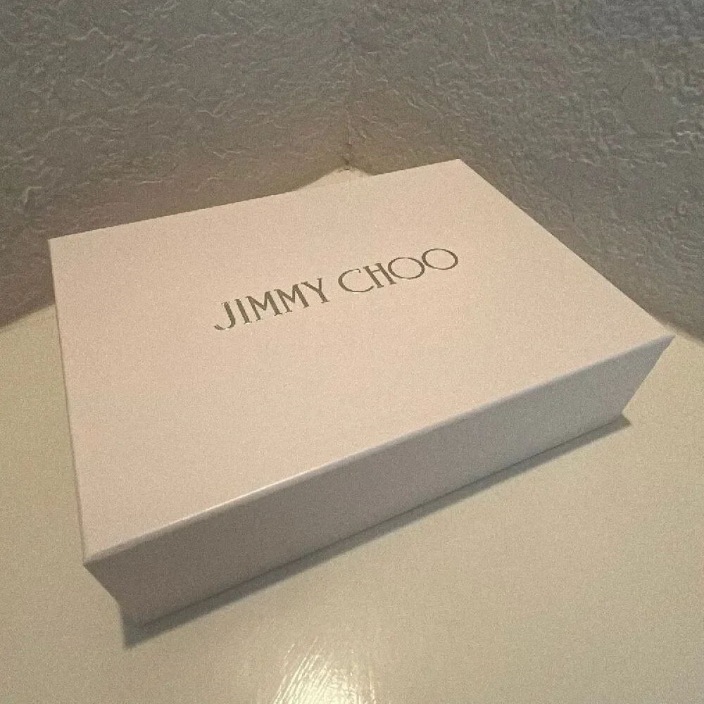 Jimmy Choo Medium Gift Box White Gold Logo Luxury Storage Home Decor Display